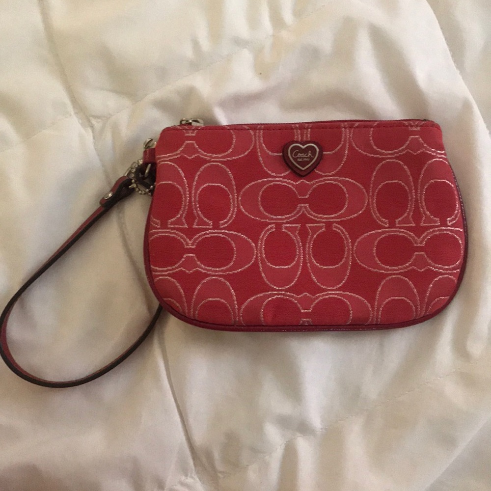 Coach red wristlet